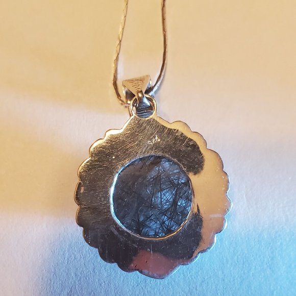 Tourmalinated Quartz Pendant 925 Sterling Silver - Picture 7 of 9